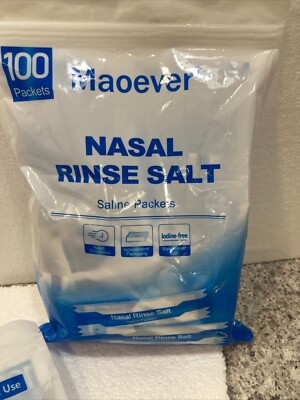 MAOEVER Neti Pot Salt Packets Individually 100 Saline Packets Nasal Wash