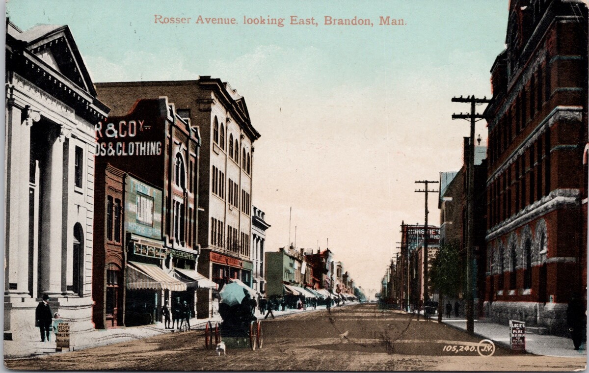 Brandon MB Rosser Avenue looking east Manitoba Postcard H39 eBay