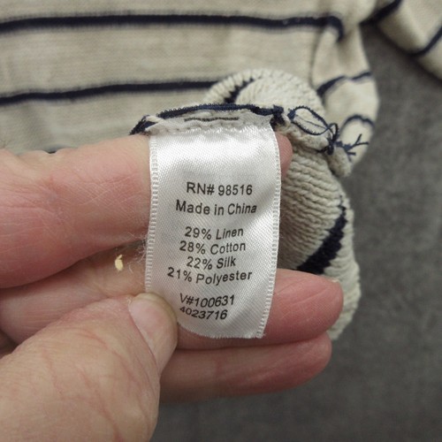 Coldwater Creek Women's Pullover Sweater XL Beige Striped 3/4 Sleeve Crew Neck - Picture 4 of 9