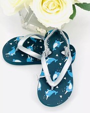 Cat Jack Flip Flop Sandals Navy Narwhal Toddler Girl s Size 7-8 Shoe NEW