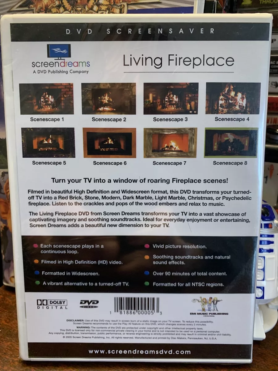 Living Fireplace - DVD screensaver by screendreams - HD widescreen (2005,  DVD) 181886000053