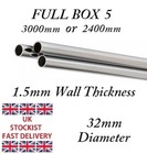 5 Chrome Tube 32mm Various Sizes Hanging Rail 15mm Thickness Tubing Rack Pipe