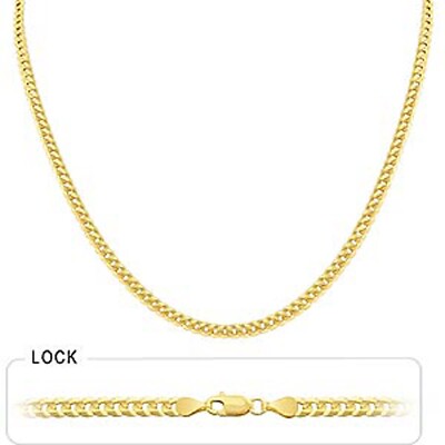 10.50gm 14k Solid Gold Yellow Men's Women's Flat Cuban Chain Necklace 18'' 4mm