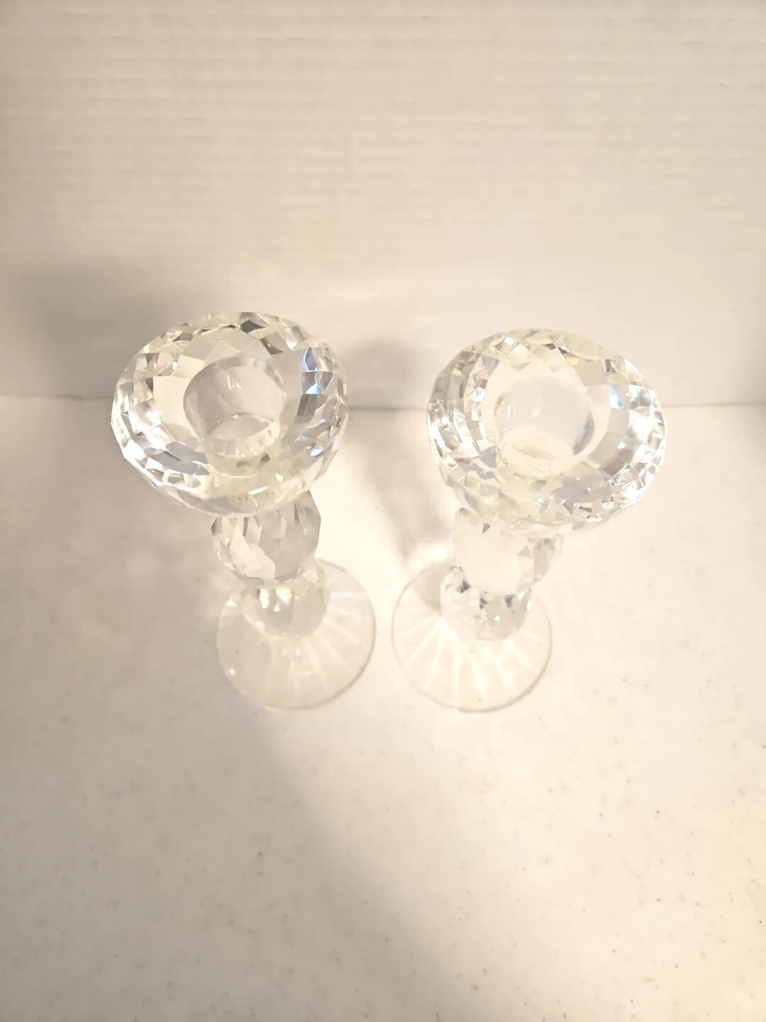 Oleg Cassini Crystal  Candle Holders Set Of 2, 6.5 Inches