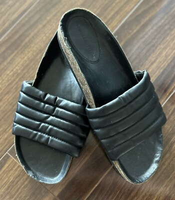 Zara Basic Collection Black Cork Sole Slides Shoes Size 38  display picture 3