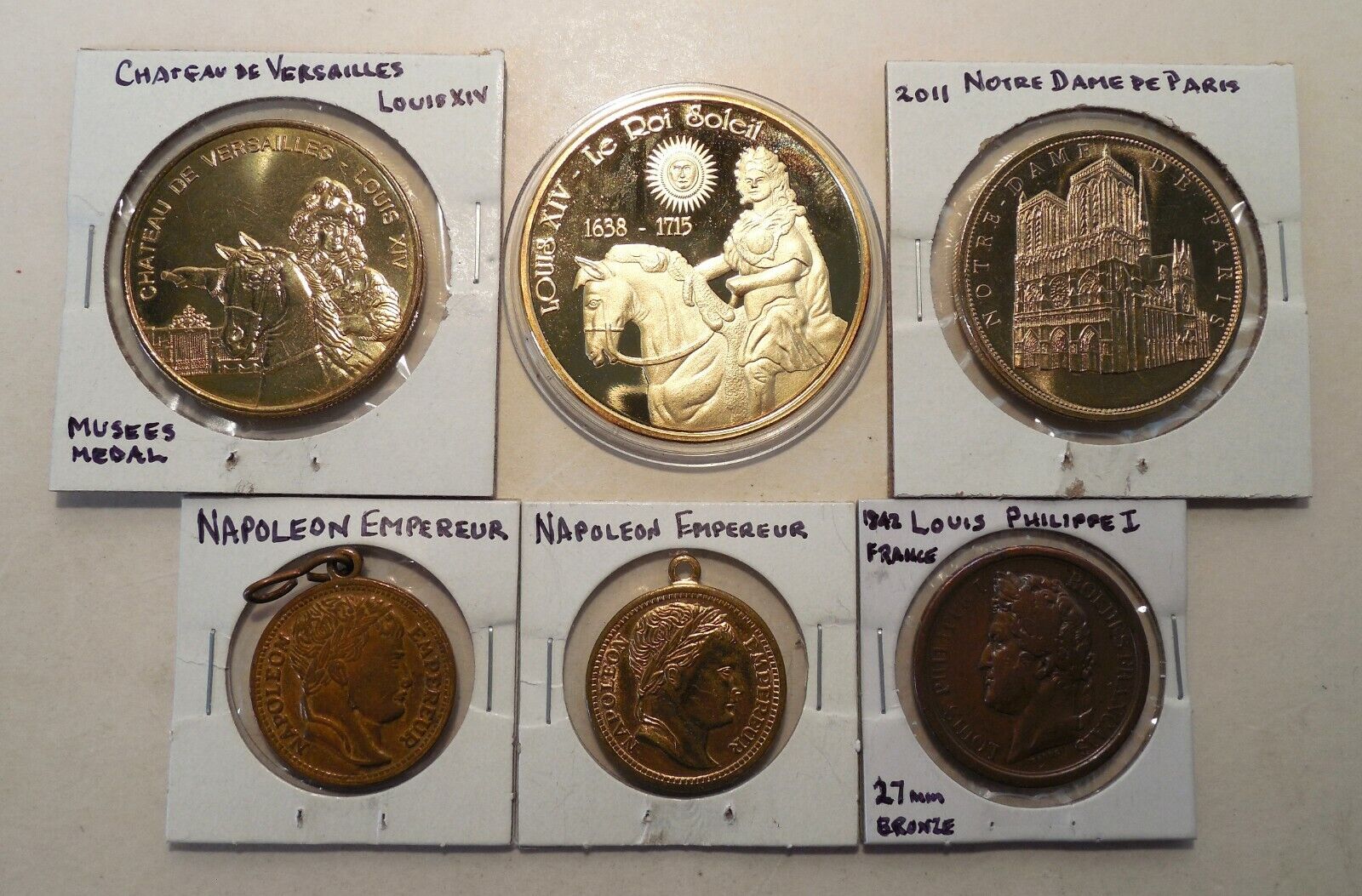 Lot of 6 Medals - France - 3 Modern Medals, 2 Vintage Medals, & 1 Antique Medal
