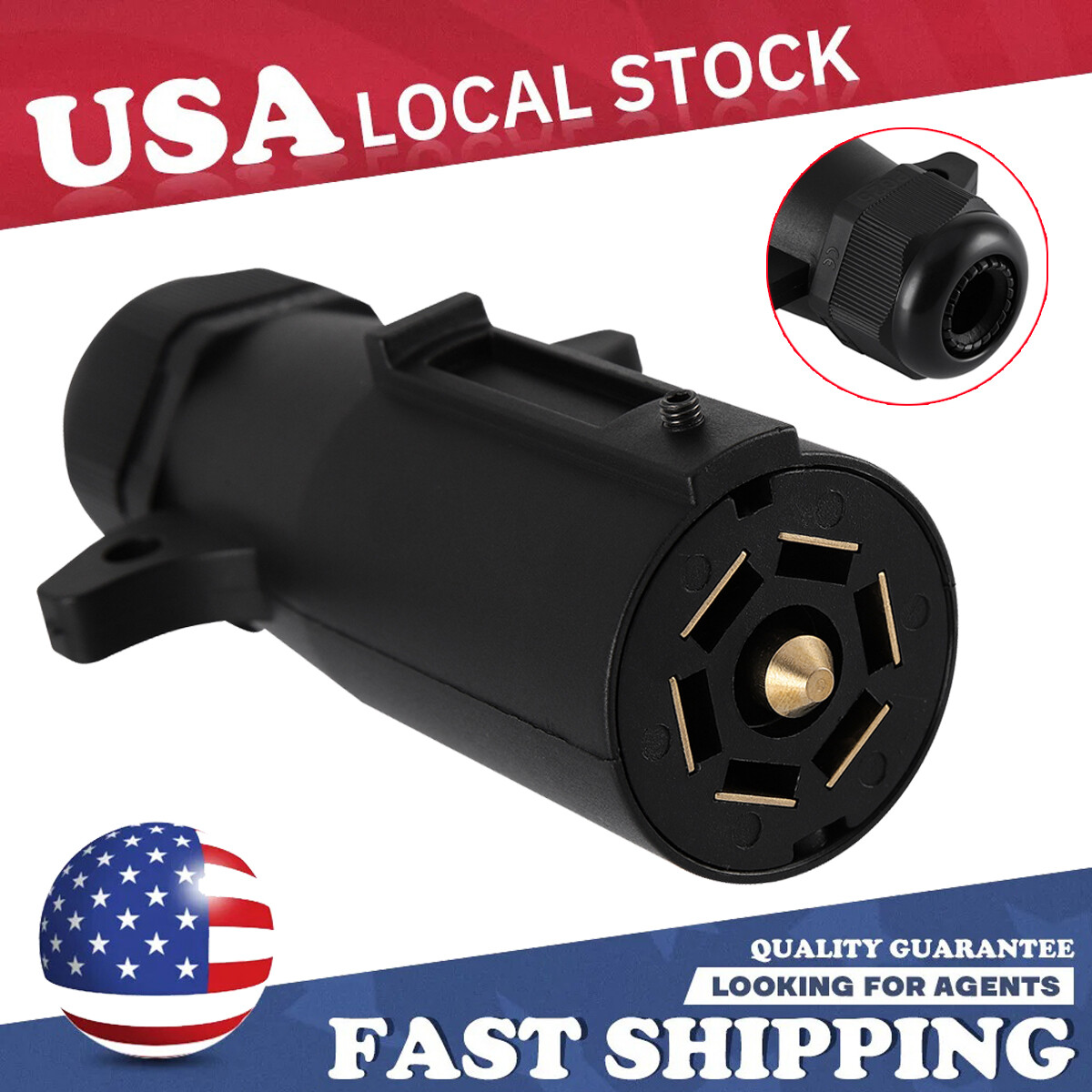 7 Pin Electric Trailer Plug Spurtar 7 Pin Trailer Plug Waterproof ...