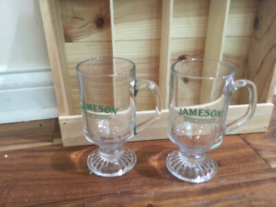 Jameson Irish Whiskey Beer Glass Coffee Mug Bar Drinkware Man Cave - Set of 2