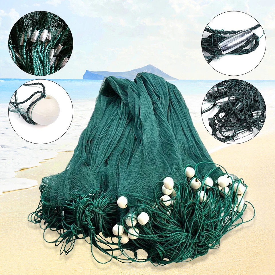 Beach Drag Bait Fishing Net 6.5x33 FT Pull Trawl Clear Pond Nylon Net Easy Throw