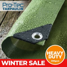 Tarpaulin 200gsm Heavy Duty Green Builders Waterproof Ground Sheet Tarp Cover 