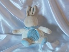Doudou lapin boule, beige, bleu, blanc, Klorane