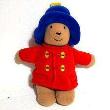 Eden Paddington Bear Red Coat Blue Hat Plush Rattle Baby Toy Vintage 8"