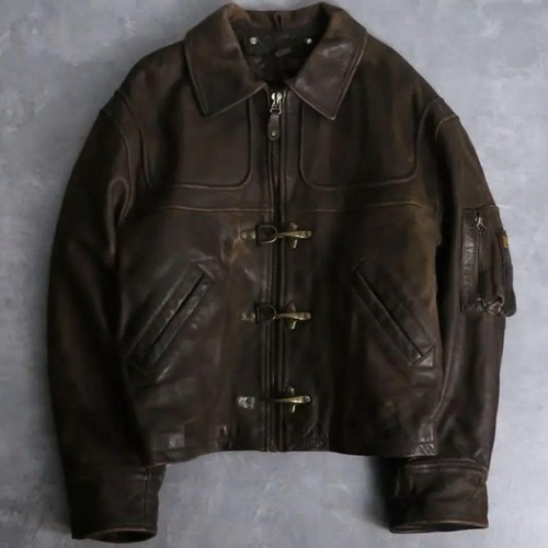 80s short real leather fireman jacket 80s short real leather fireman jacket