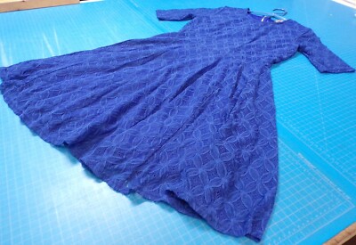 Womens Blue Lace Dress size L Brand J Gee Knee length, 1/2 sleeve | eBay