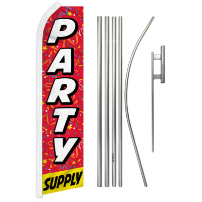 Party Supply Advertising Swooper Feather Flutter Flag Pole Kit Decorations