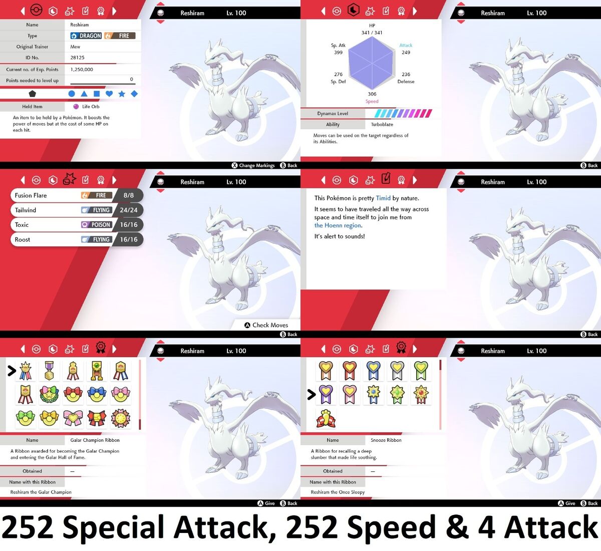 Pokemon Sword and Shield Reshiram 6IV-EV Competitively Trained