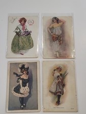 Antique/Vtg Postcards 1908-1909 Pretty Ladies Women French Maid Flapper Flowers+