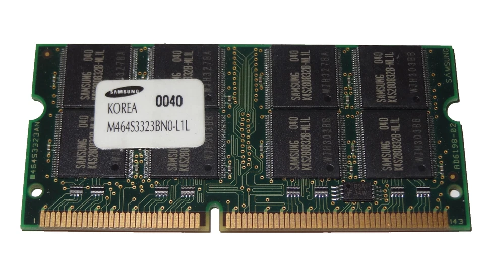 SAMSUNG 256MB SDRAM SDR SD PC100 100MHz 144-PIN SO-DIMM NON-ECC CL2 M464S3323BN0 - Image 2 of 2