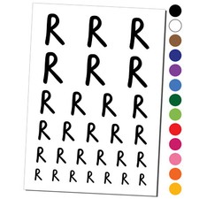 Letter R Uppercase Felt Marker Font Temporary Tattoo Water Resistant Set