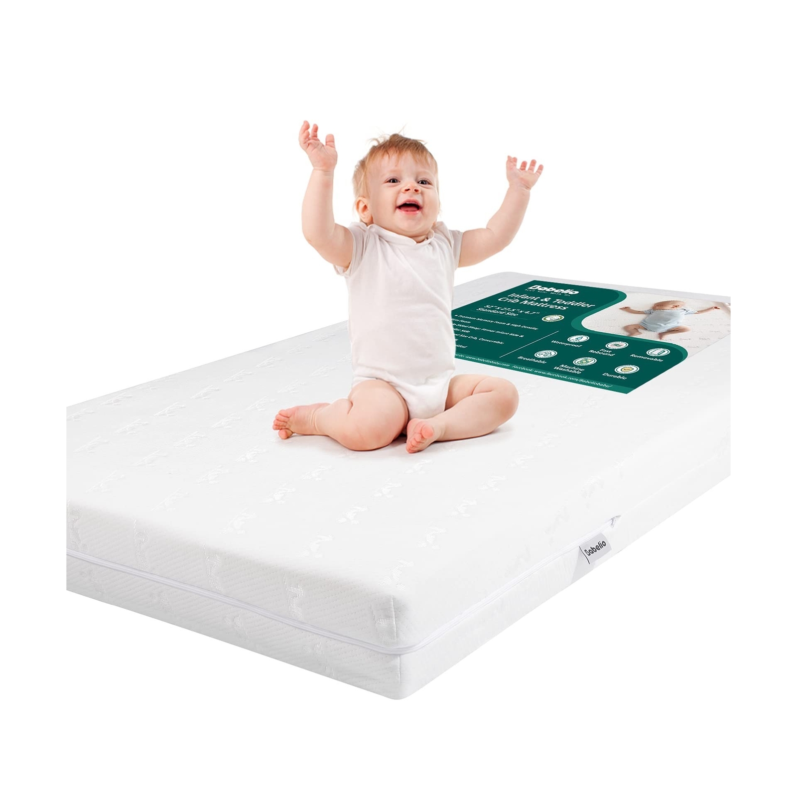 BABELIO Breathable Crib Mattress, Dual-Sided Memory Foam Tod