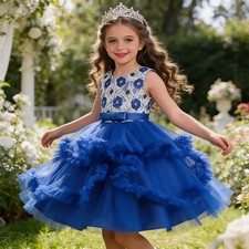 Flower Girls Kids Princess Tutu Dress Evening Wedding Party Pageant Ball Gown
