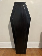 Wooden Coffin w/Hinge Cover 3  Foot Black Halloween Decorative