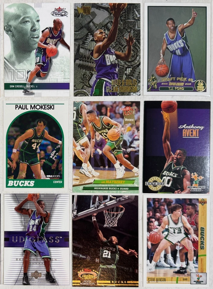Lote de 23 tarjetas coleccionables de baloncesto de la NBA Milwaukee Bucks HOFers Rookies All-Stars Foto 3 de 4