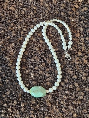 Echte Türkis & Süßwasser Perlen Perlen Handarbeit Halskette Schmuck
