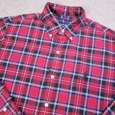 Ralph Lauren Shirt Mens M Red Green Tartan Plaid Classic Fit Button Down Cotton