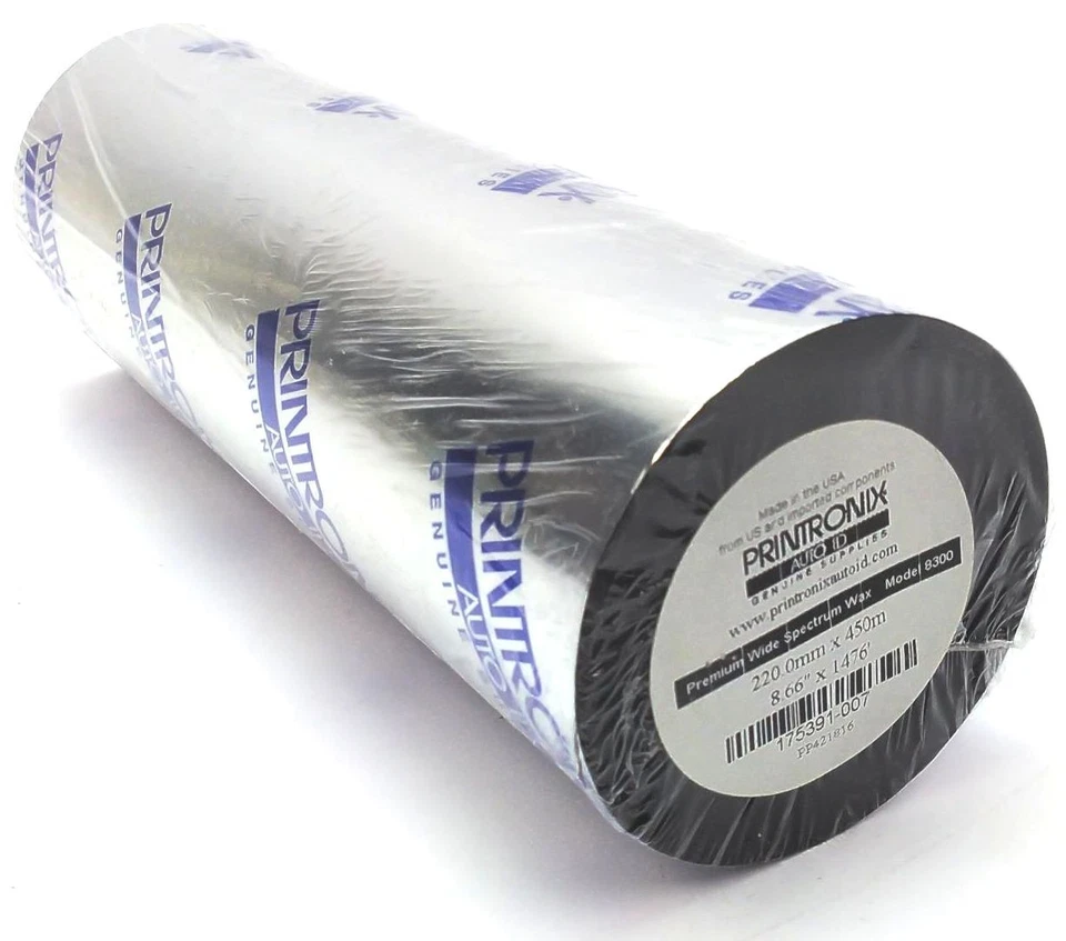 Printronix 8.66" x 1476' Premium Wax Ribbons Black 175391-007 Genuine - 4 Rolls - Image 4 of 4