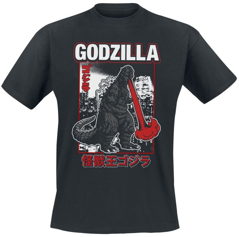 Футболка с изображением Годзиллы Herren Atomic Breath schwarz для фанатов-Товары, фильмы, сериалы