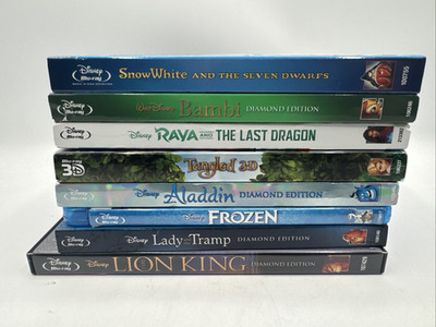 Lot of 8 Disney Diamond Edition Blu-Ray/DVD Frozen Tangled Raya