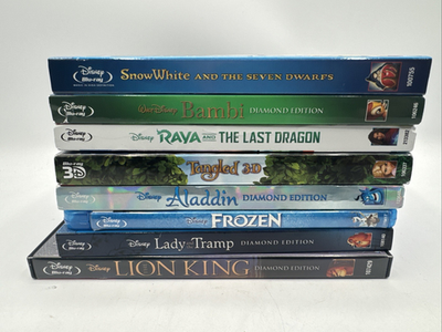 Lot of 8 Disney Diamond Edition Blu-Ray/DVD Frozen Tangled Raya