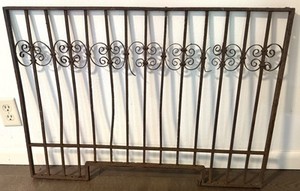 Rustic Wrought Iron Fence Panel, Architectural Salvage Garden Art, Vtg., Scroll