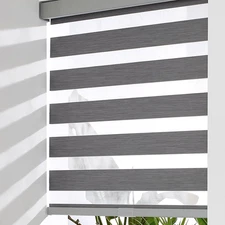 Cordless Zebra Blinds for Windows, Light Filtering Shades Dual Layer Roller Wind