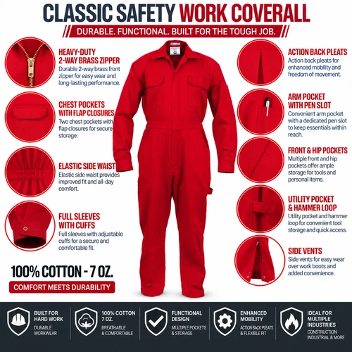 Classic Safety Work Coverall - Long Sleeve - 100% C - 7 oz - product listing photo