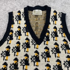 Vintage Sweater Vest Large Boat Captain Novelty 8bit Nautical Sears Kings Road