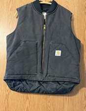 Vintage Carhartt Made In The USA Vest Quilted Lining Black Size Large