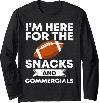 Snacks And Commercials Funny Football Bowl Gift Long Sleeve Tshirt