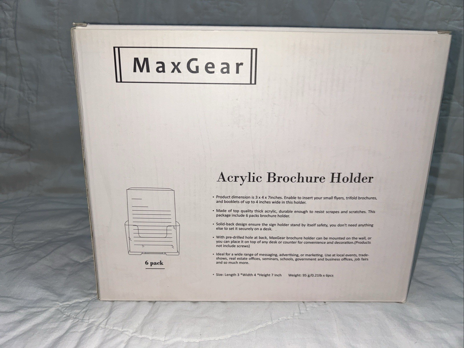 MaxGear Acrylic Brochure Holder 3x4x7 Lot Of 5 New Holders Flyers Booklets