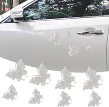 8PCS Crystal Rhinestone Butterfly Car Decals, Bling Auto Stickers Color: White