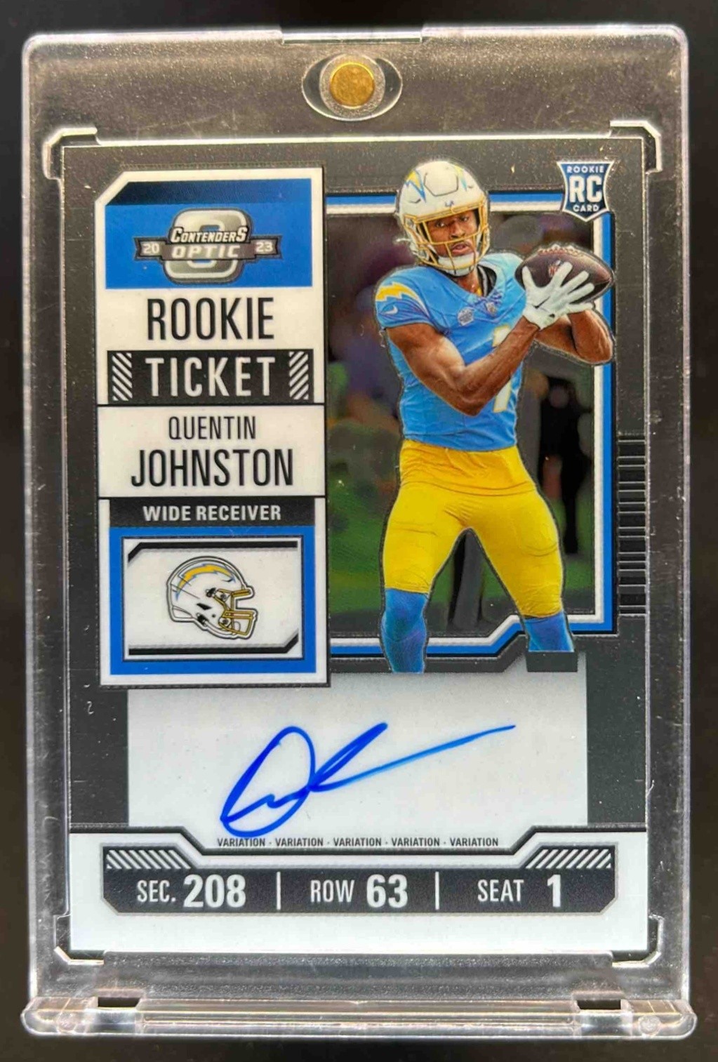 2023 Contenders Optic Quentin Johnston RC Rookie Ticket RPS Auto #128b Chargers