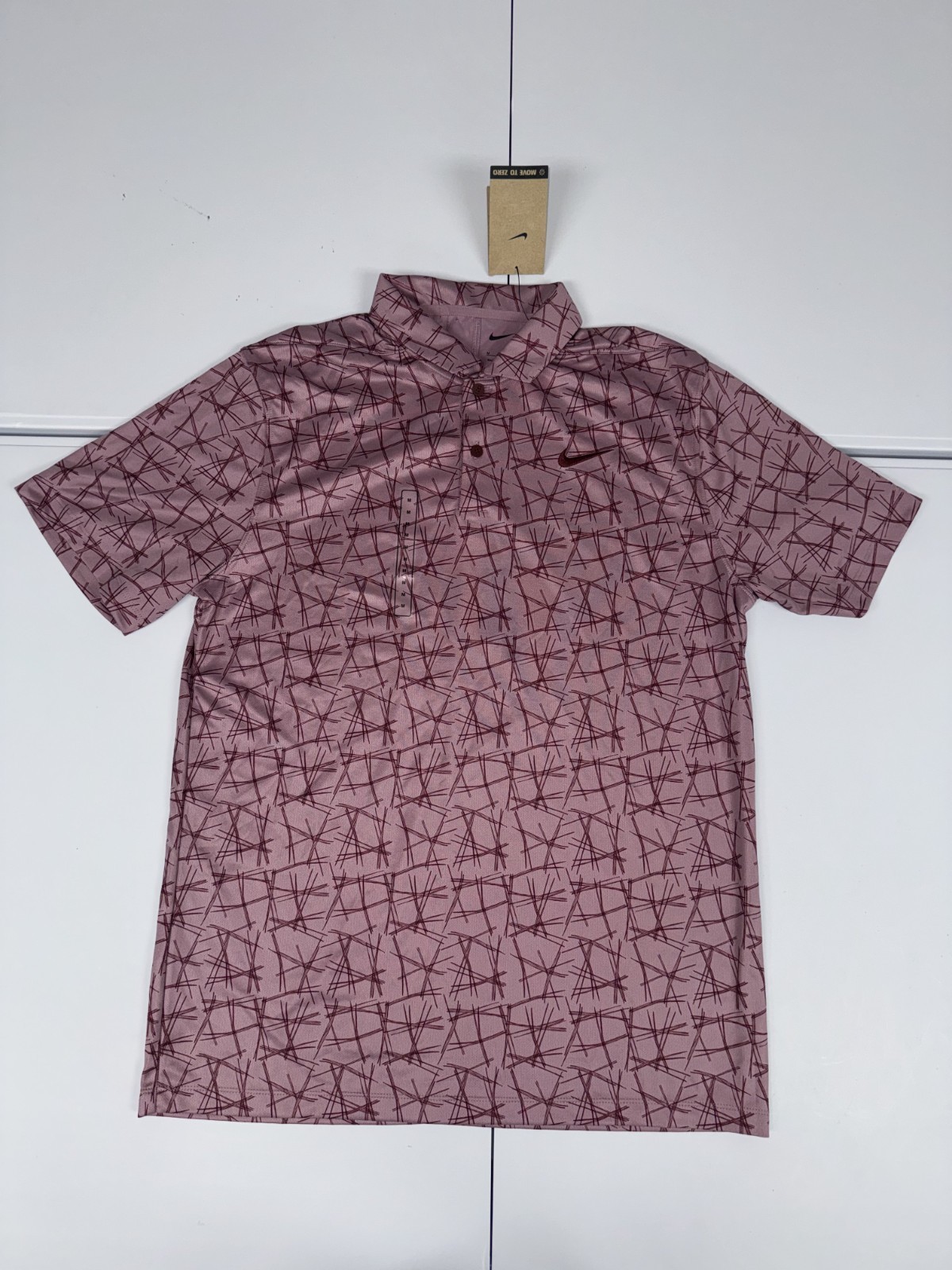 Nike Mens Dri-Fit Victory Pine Needle Print Golf Polo Red Mens Size M FQ1134