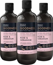 Image of Baylis & Harding Goodness Rose & Geranium Natural Body Wash, 500 ml (Pack of 3) 