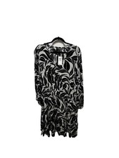 Style & Co. XL Black/White Floral V-Neck Long Sleeve Button Woven Dress