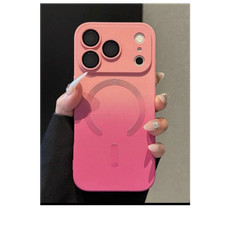 Pink Gradient Magnetic Ring Back Case Cover for Apple iPhone, MagSafe-Style