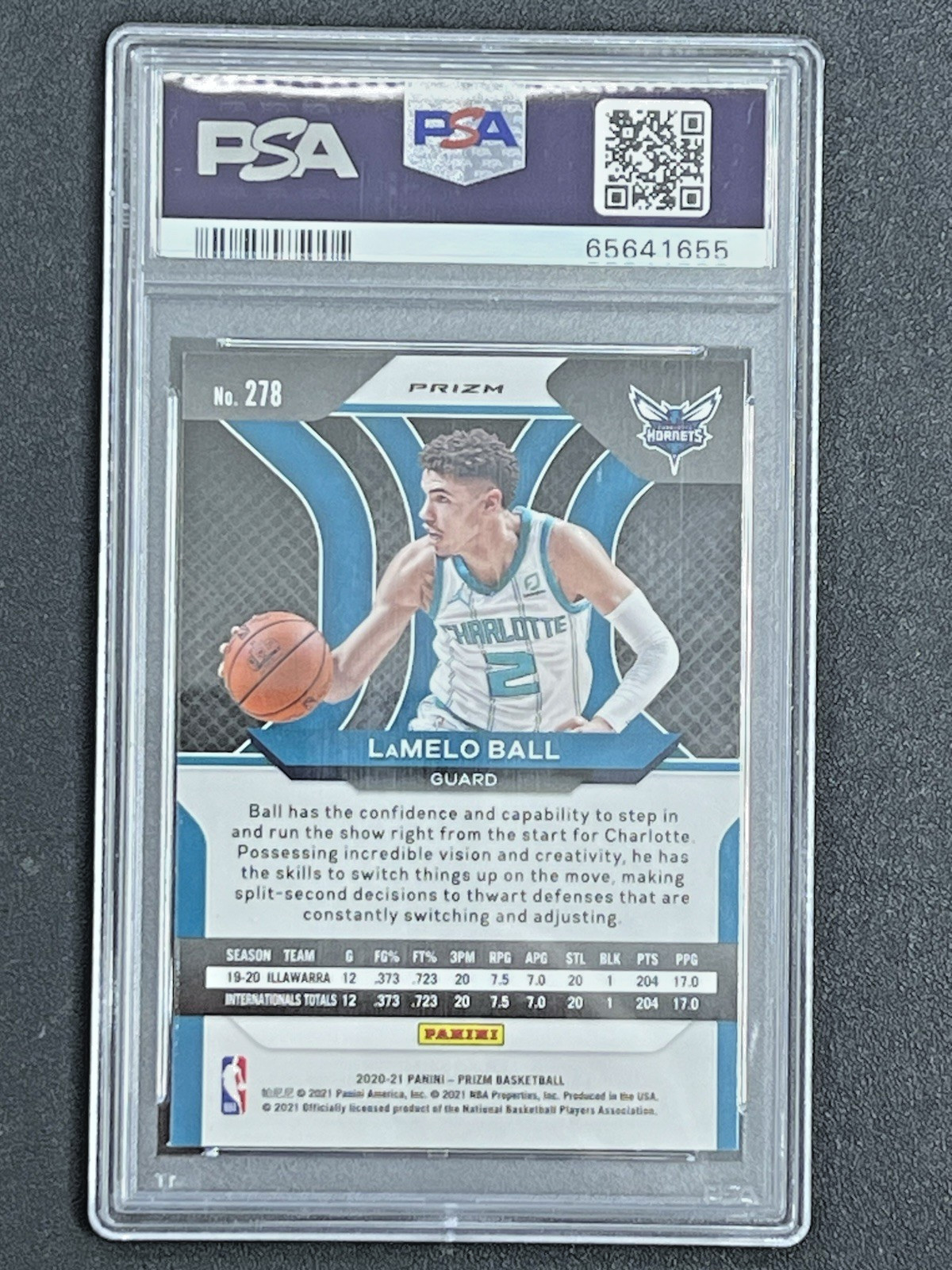 2020 Panini Prizm - LaMelo Ball - #278 Ruby Wave Rookie - Hornets - PSA 10 view 5