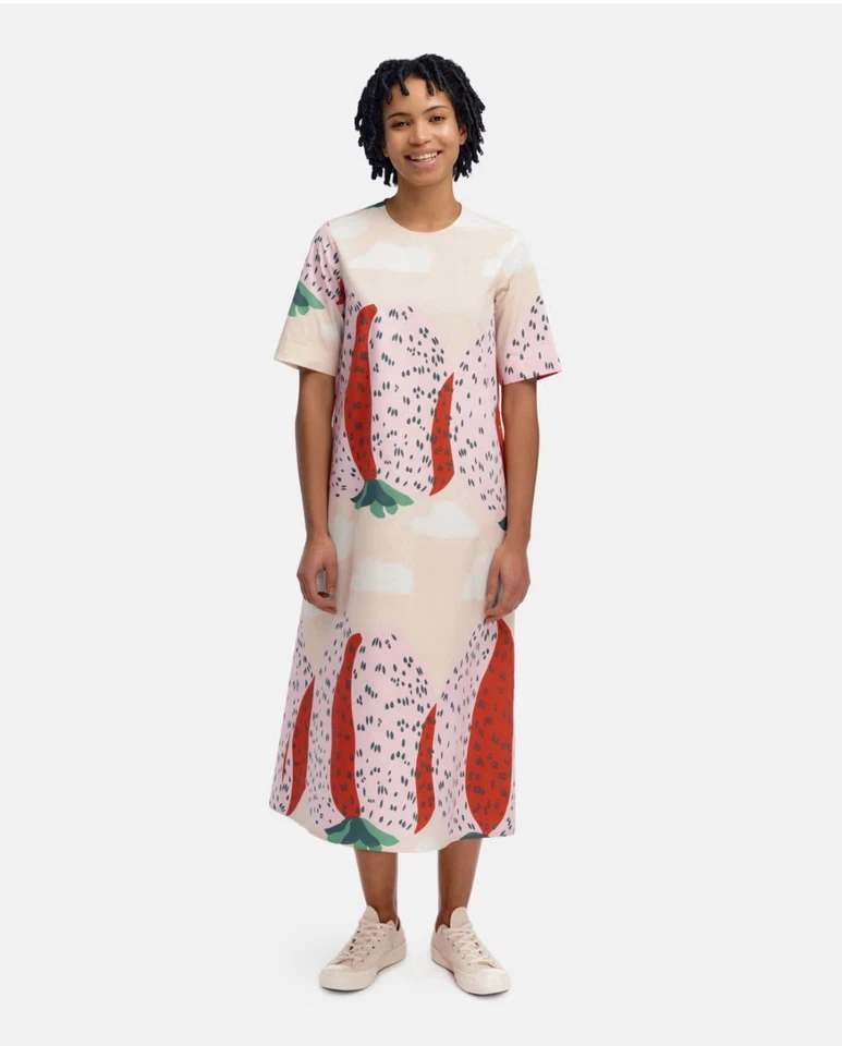 NWOT Marimekko Poplin Dress Kotelo Mansikkavuoret - Size 42 - Image 2 of 4