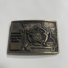 Vintage Missouri Fraternal Order of Police Brass Belt Buckle USA Made