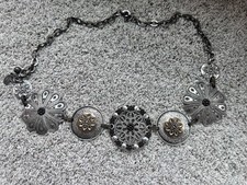 Chicos Belt Boho Chain Link Medallion Metal Bling Vintage